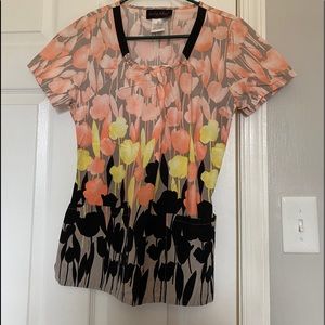 Pink Flamingo Scrub Top